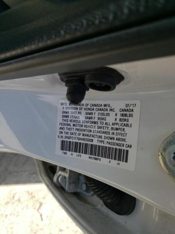 2HGFC1F76HH655008 - 2017 HONDA CIVIC EXL Biały zdjęcie 10