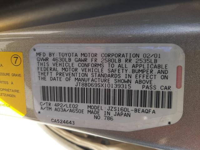 JT8BD69SX10139315 - 2001 LEXUS GS 300 GOLD photo 10