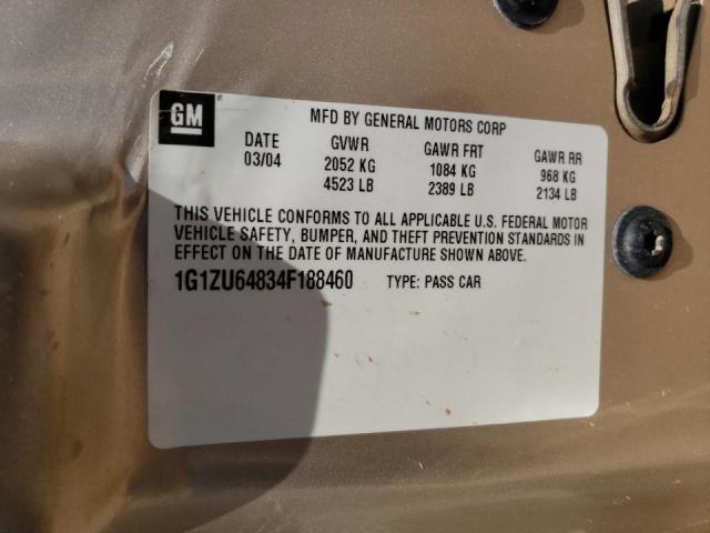 1G1ZU64834F188460 - 2004 CHEVROLET MALIBU MAX 米色 照片 10