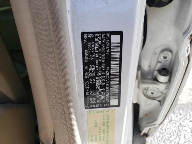 WDBGA33E3TA326215 - 1996 MERCEDES-BENZ S 320 WHITE photo 10