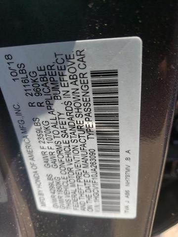 1HGCV1F10JA263090 - 2018 HONDA ACCORD LX GRAY photo 10