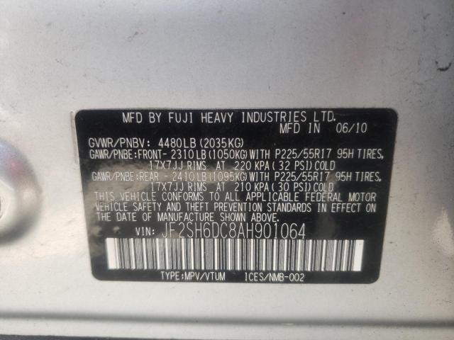 JF2SH6DC8AH901064 - 2010 SUBARU FORESTER 2 SILVER photo 10