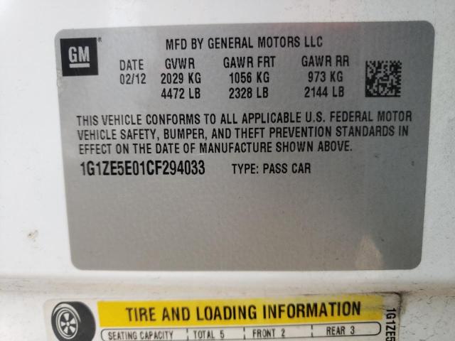 1G1ZE5E01CF294033 - 2012 CHEVROLET MALIBU LTZ თეთრი ფოტო 10