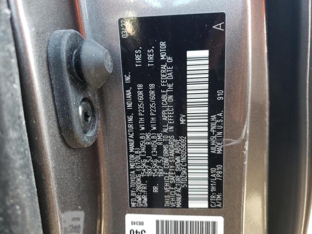 5TDZSKFC1NS059092 - 2022 TOYOTA SIENNA LIM GRAY photo 10