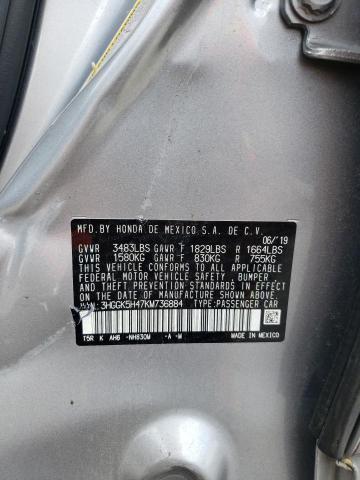 3HGGK5H47KM736884 - 2019 HONDA FIT LX SILVER photo 10