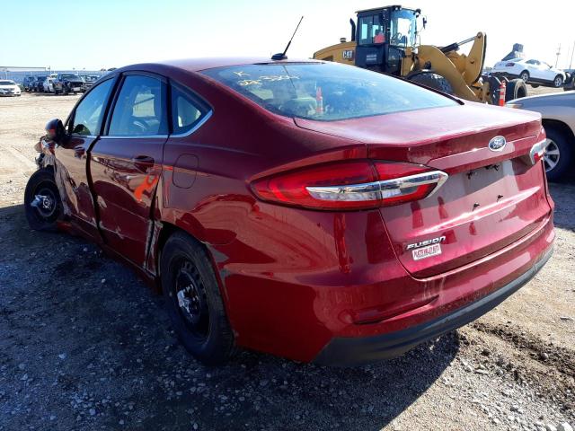 3FA6P0G70KR172787 - 2019 FORD FUSION S RED photo 3