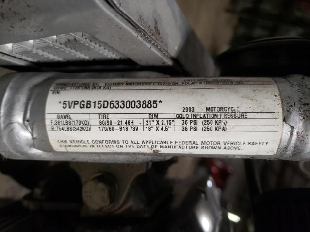 5VPGB16D633003885 - 2003 VICTORY MOTORCYCLES VEGAS Բորդո լուսանկար 10