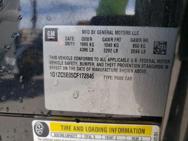 1G1ZC5E05CF172846 - 2012 CHEVROLET MALIBU 1LT 黑色 照片 10