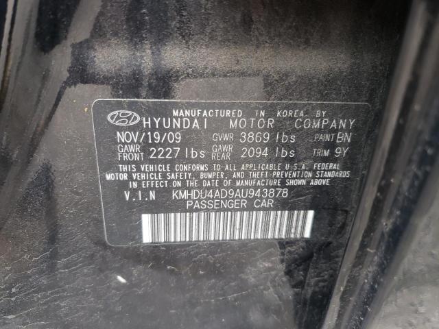 KMHDU4AD9AU943878 - 2010 HYUNDAI ELANTRA BL BLACK photo 10