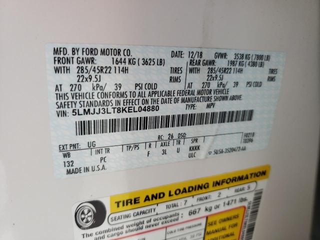 5LMJJ3LT8KEL04880 - 2019 LINCOLN NAVIGATOR 白色 照片 10