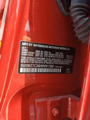 5UXWZ7C39H0V91390 - 2017 BMW X3 SDRIVE2 RED photo 10