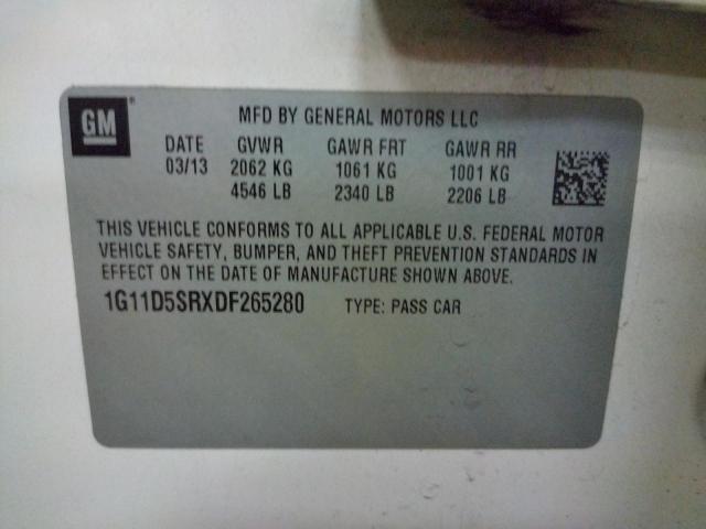 1G11D5SRXDF265280 - 2013 CHEVROLET MALIBU 1LT WHITE photo 10