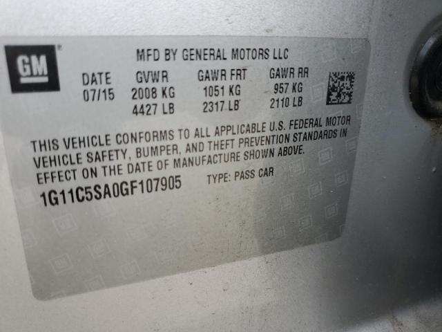 1G11C5SA0GF107905 - 2016 CHEVROLET MALIBU LIM 银色 照片 10