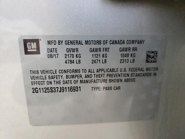 2G1125S37J9116931 - 2018 CHEVROLET IMPALA PRE ვერცხლისფერი ფოტო 10