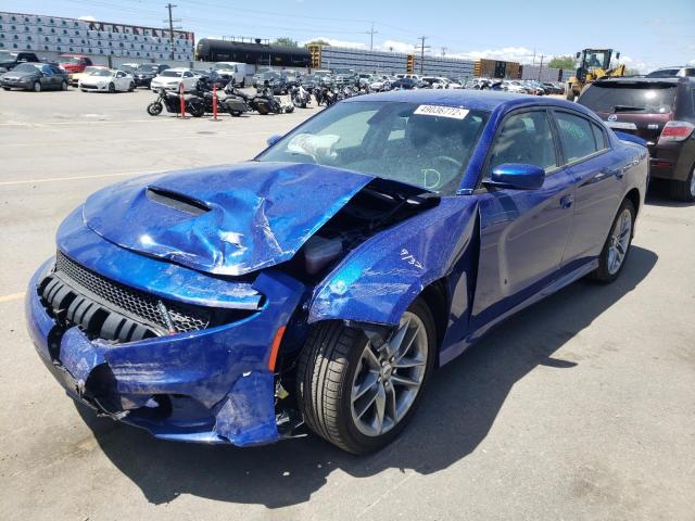 2C3CDXMG9MH654356 - 2021 DODGE CHARGER GT BLUE photo 2
