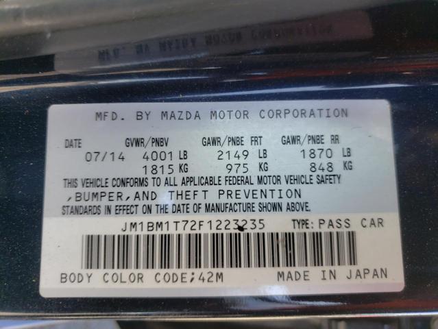 JM1BM1T72F1223235 - 2015 MAZDA 3 BLUE photo 10