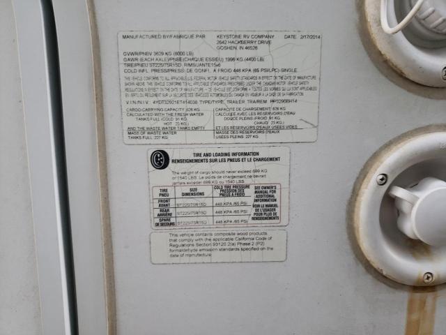 4YDT32921ET414038 - 2014 KEYSTONE PASSPORT WHITE photo 10