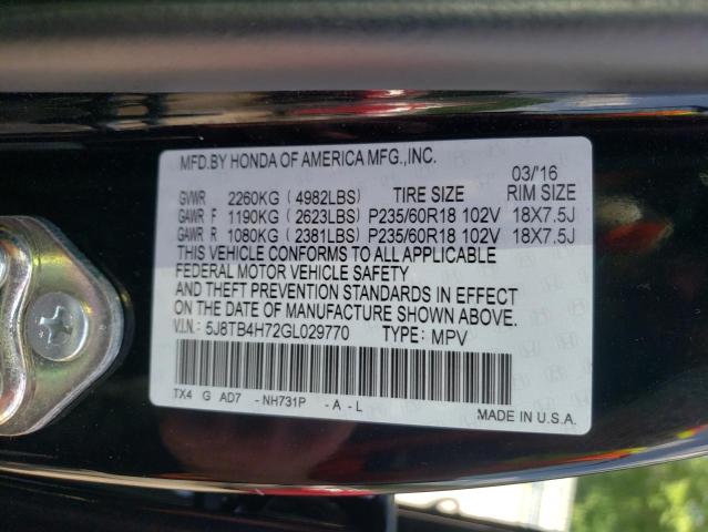 5J8TB4H72GL029770 - 2016 ACURA RDX ADVANCE  foto 10