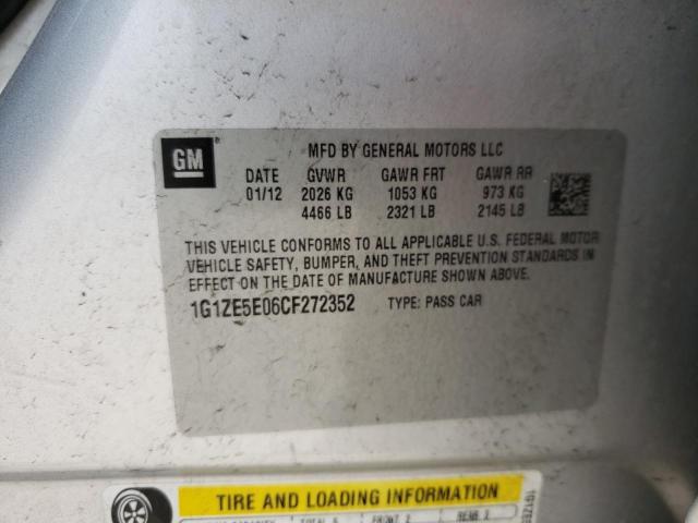 1G1ZE5E06CF272352 - 2012 CHEVROLET MALIBU LTZ ვერცხლისფერი ფოტო 10