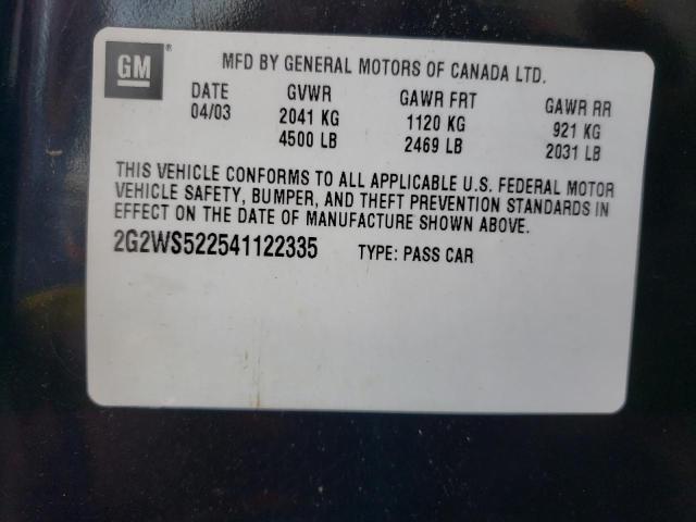 2G2WS522541122335 - 2004 PONTIAC GRAND PRIX შავი ფოტო 10
