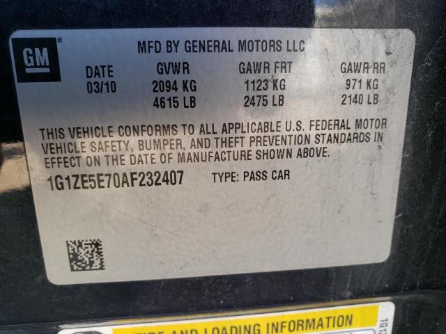 1G1ZE5E70AF232407 - 2010 CHEVROLET MALIBU LTZ შავი ფოტო 10