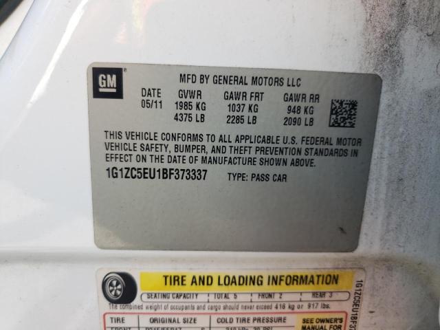 1G1ZC5EU1BF373337 - 2011 CHEVROLET MALIBU 1LT WHITE photo 10