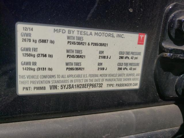 5YJSA1H28EFP66732 - 2014 TESLA MODEL S Mavi foto 10