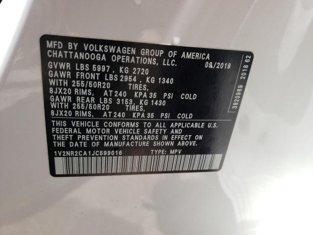 1V2NR2CA1JC599016 - 2018 VOLKSWAGEN ATLAS SEL Ağ foto 10