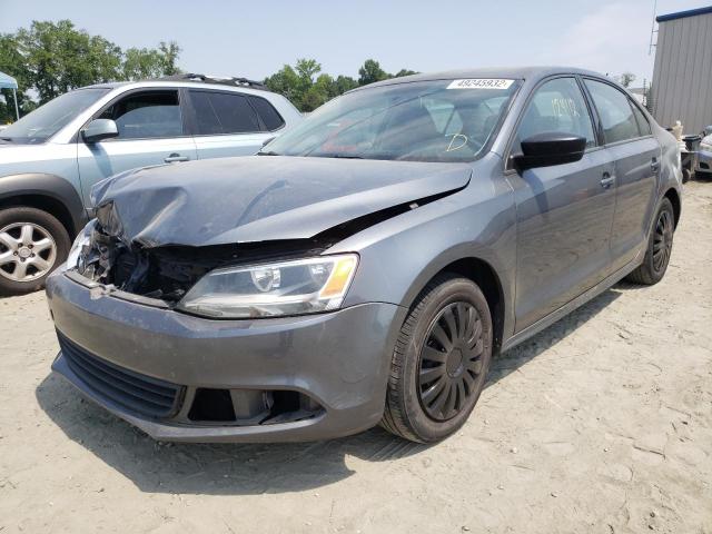 3VW2K7AJ7EM309467 - 2014 VOLKSWAGEN JETTA BASE GRAY photo 2