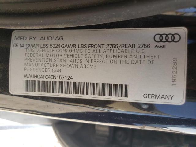 WAUHGAFC4EN157124 - 2014 AUDI A6 PRESTIG BLACK photo 10