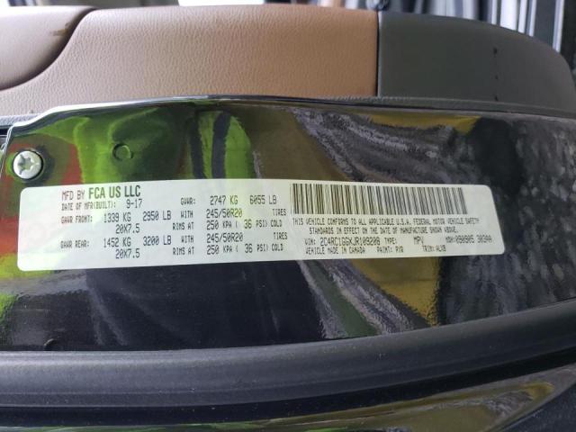 2C4RC1GGXJR109208 - 2018 CHRYSLER PACIFICA L BLACK photo 10