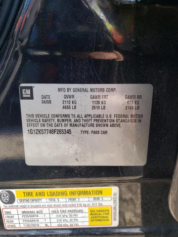 1G1ZK57748F265345 - 2008 CHEVROLET MALIBU LTZ შავი ფოტო 10