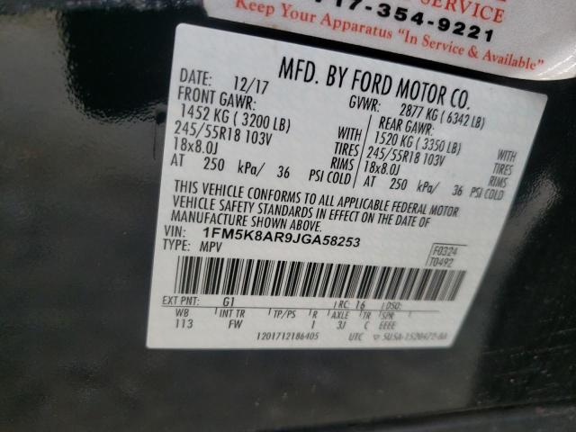 1FM5K8AR9JGA58253 - 2018 FORD EXPLORER POLICE INTERCEPTOR  photo 10