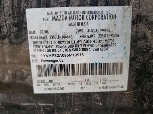 1YVHP82A695M19516 - 2009 MAZDA 6 I BLACK photo 10