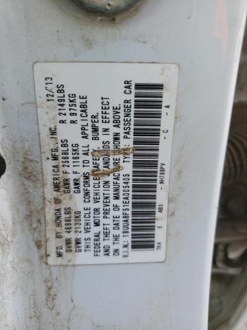 19UUA8F51EA005405 - 2014 ACURA TL TECH WHITE photo 10