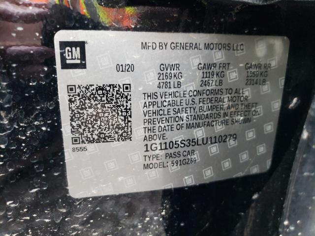 1G1105S35LU110279 - 2020 CHEVROLET IMPALA PRE შავი ფოტო 10