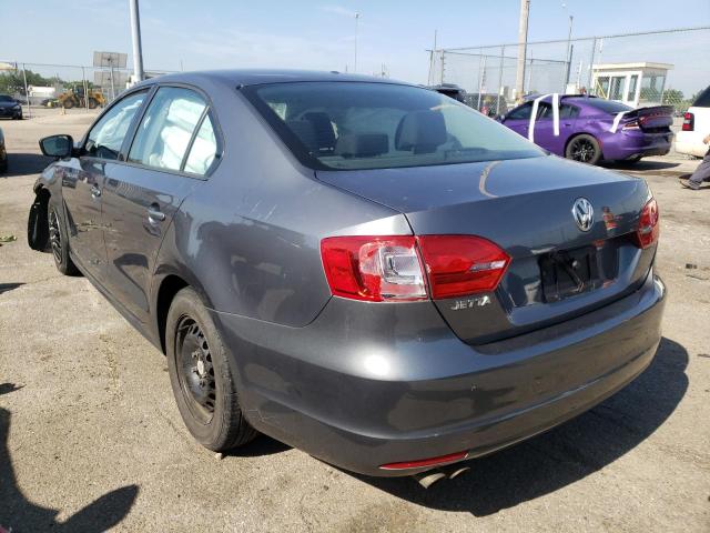 3VW2K7AJ1EM366702 - 2014 VOLKSWAGEN JETTA BASE GRAY photo 3