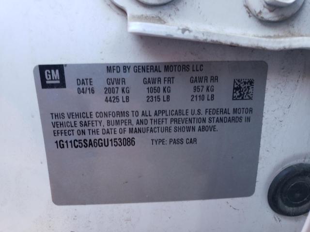 1G11C5SA6GU153086 - 2016 CHEVROLET MALIBU LIM 白色 照片 10