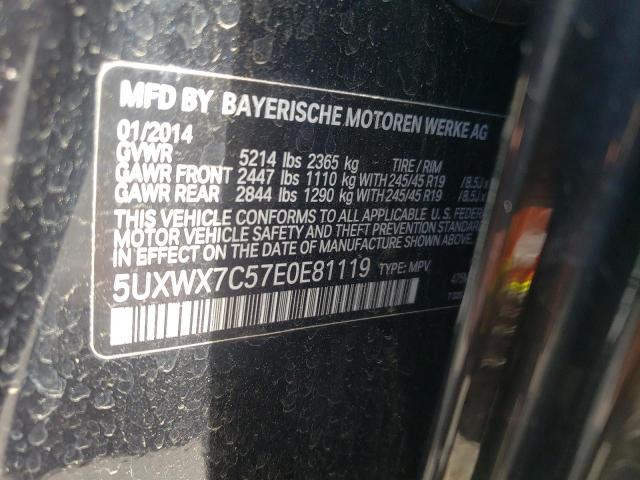 5UXWX7C57E0E81119 - 2014 BMW X3 XDRIVE3 BLACK photo 10