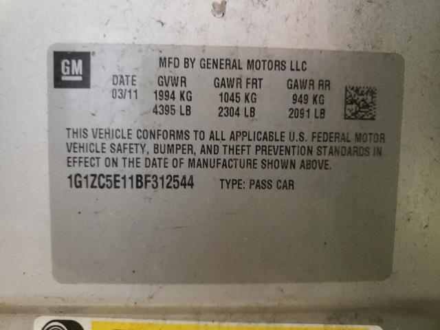 1G1ZC5E11BF312544 - 2011 CHEVROLET MALIBU 1LT 银色 照片 10