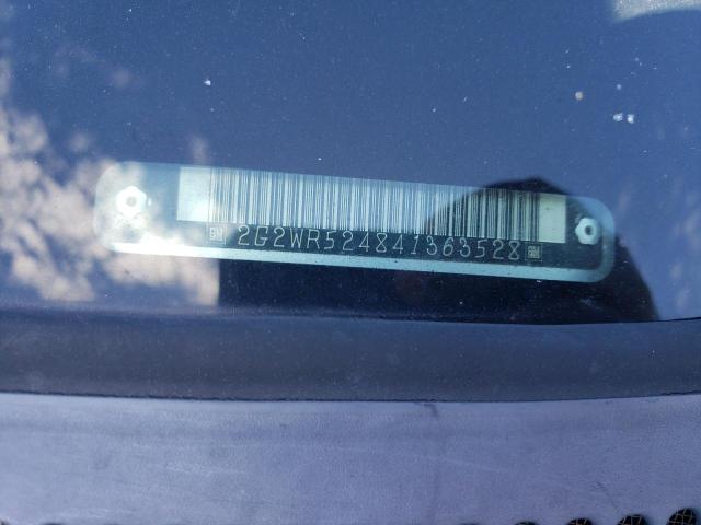 2G2WR524841363528 - 2004 PONTIAC GRAND PRIX ვერცხლისფერი ფოტო 10