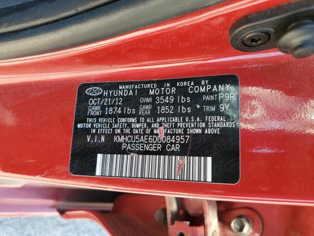 KMHCU5AE6DU084957 - 2013 HYUNDAI ACCENT GLS RED photo 10