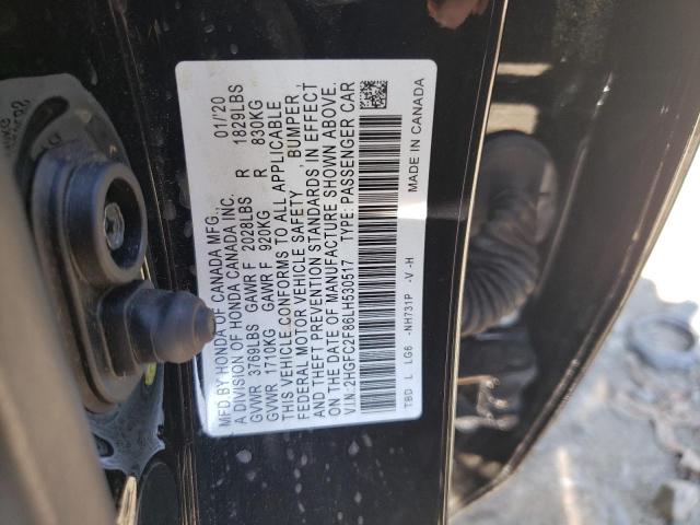 2HGFC2F86LH530517 - 2020 HONDA CIVIC SPOR BLACK photo 10