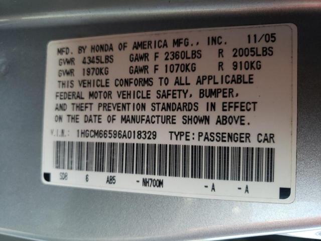 1HGCM66596A018329 - 2006 HONDA ACCORD EX  photo 10