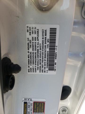 7FARW2H84KE053272 - 2019 HONDA CR-V EXL WHITE photo 10