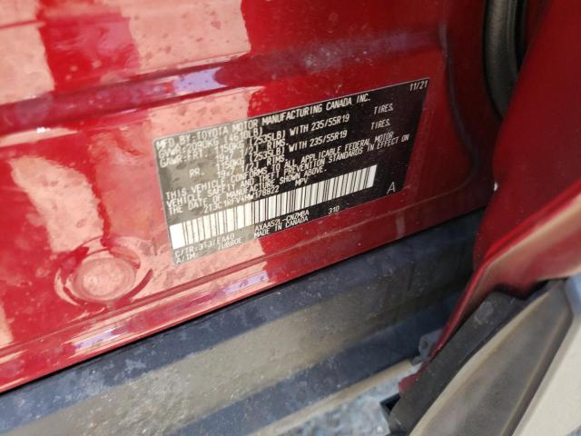 2T3C1RFV4MW178822 - 2021 TOYOTA RAV4 XLE P RED photo 10