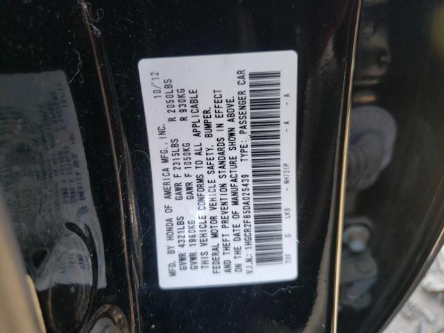 1HGCR2F85DA025439 - 2013 HONDA ACCORD EXL BLACK photo 10