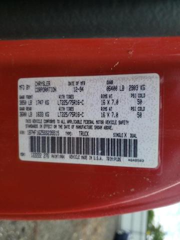 1B7HF16Z5SS235515 - 1995 DODGE RAM 1500 RED photo 10