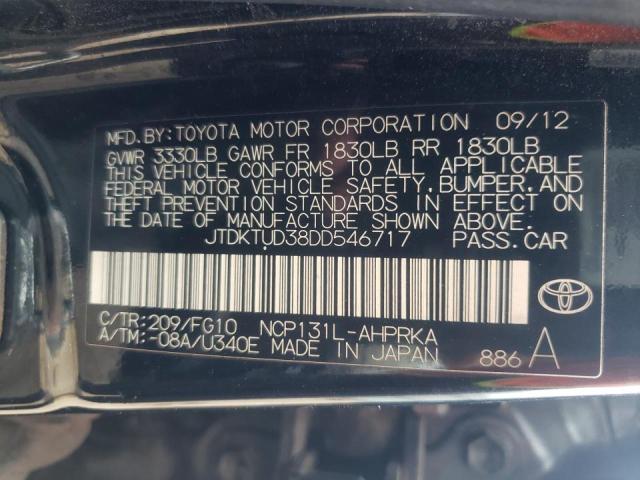 JTDKTUD38DD546717 - 2013 TOYOTA YARIS BLACK photo 10