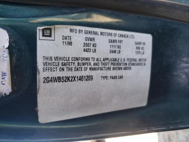 2G4WB52K2X1461209 - 1999 BUICK REGAL LS 绿色 照片 10